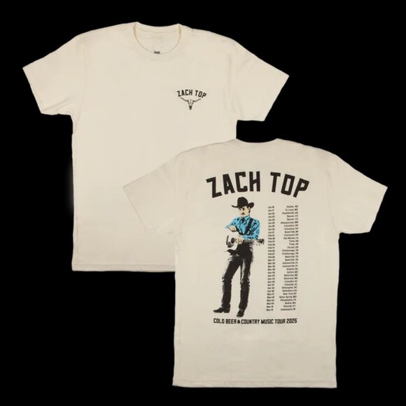 Darian M Other - Zach Top Cold Beer Country Music Tour 2025 T-Shirt, Double Sided Unisex Full 26